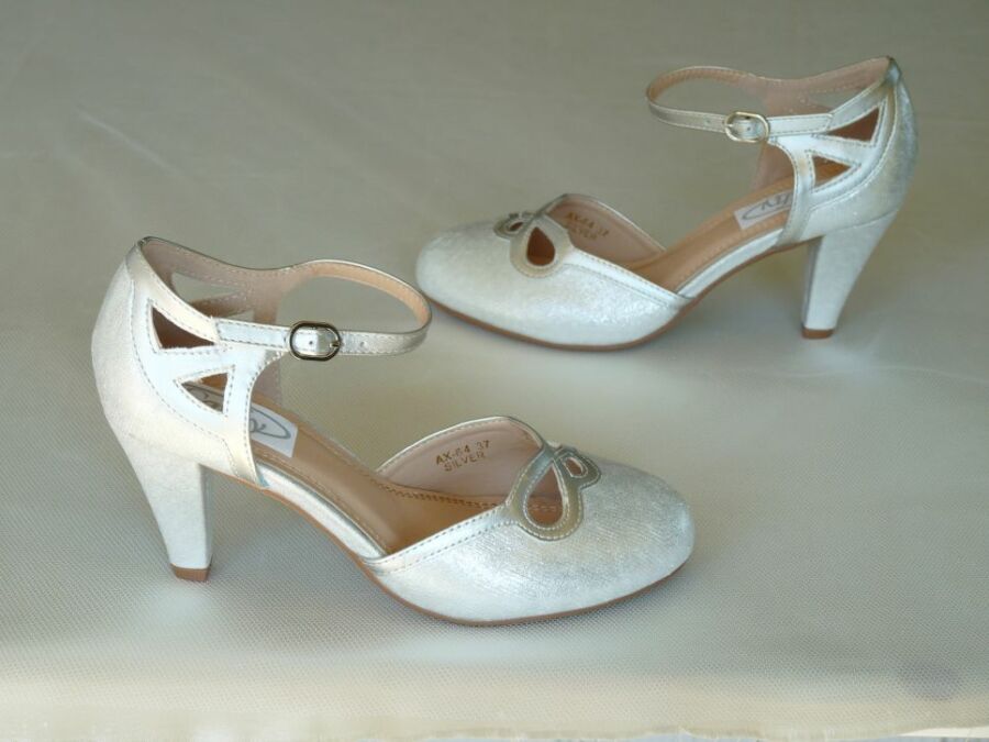 Pántos komfortos női esküvői cipő