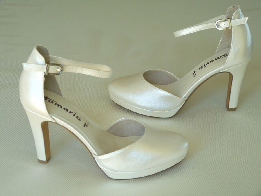 Platformos kétrészes menyasszonyi cipő