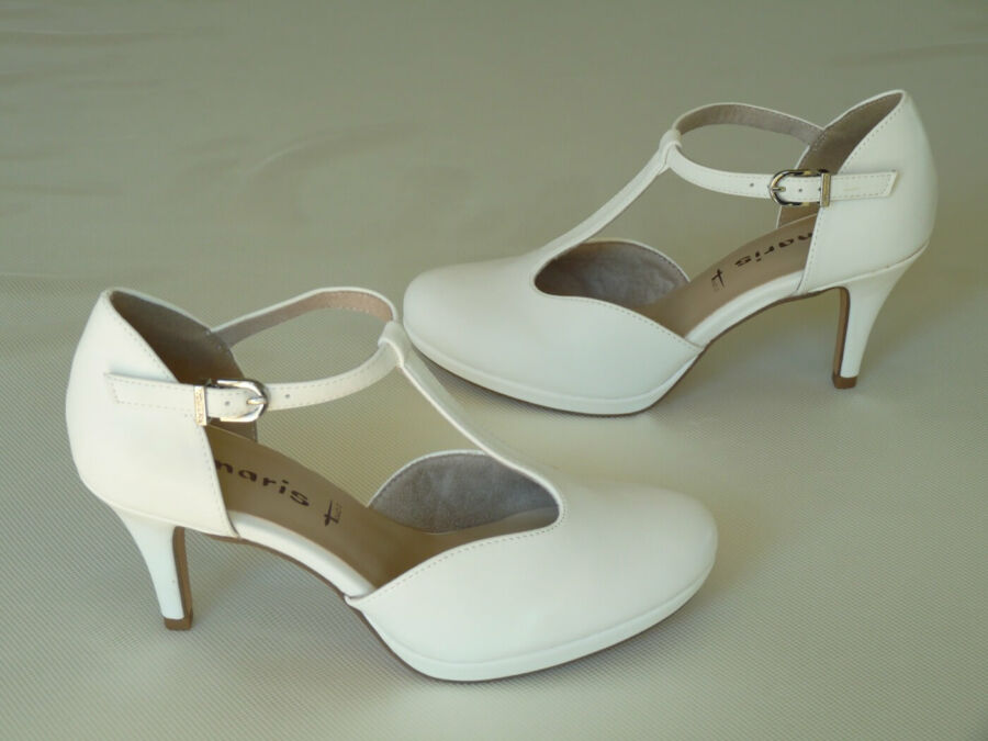 T pántos, platformos kétrészes menyasszonyi cipő