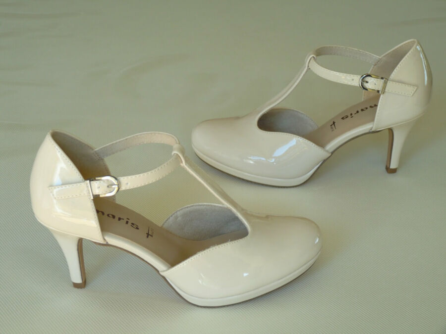 T pántos, platformos kétrészes menyasszonyi cipő